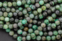 Natural Emerald Beads Round, 6mm, 8mm, 10mm- Full 15.5 inch strand Smooth Gemstone Beads