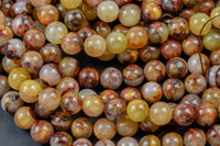 Natural Golden Red Rutilated Quartz Beads Full Strands-15.5 inches- Round- 6mm, 8mm, 10mm, 12mm- 15.5 inches Smooth Gemstone Beads