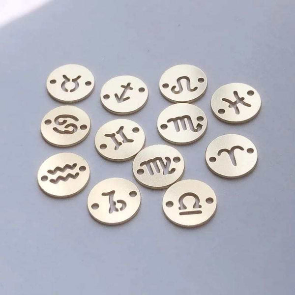 Letter Connectors - 6mm 14kt Gold Filled Zodiac Connectors for Bracelet - Initial Charm Disk Permanent Jewelry Supplies Wholesale