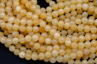 Yellow Jade Smooth Round Beads 6mm 8mm 10mm - Single or Bulk - 15.5" AAA Quality