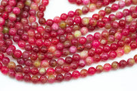 Raspberry Watermelon- JADE Smooth Round- 6mm 8mm 10mm 12mm-Full Strand 15.5 inch Strand AAA Quality