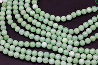 Green Angelite Jade Smooth Round Beads 6mm 8mm 10mm - Single or Bulk - 15.5" AAA Quality