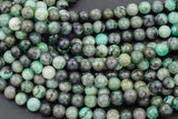 Natural Emerald Beads Round, 6mm, 8mm, 10mm- Full 15.5 inch strand Smooth Gemstone Beads