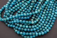 Natural Apatite Round sizes 4mm, 6mm, 8mm, 10mm, 12mm, 14mm- Full 15.5 Inch strand AAA Quality Smooth Gemstone Beads