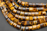 Natural AAA Quality Tiger's Eye Beads 12mm Hexagon Barrel- 7 inches