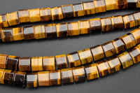 Natural AAA Quality Tiger's Eye Beads 12mm Hexagon Barrel- 7 inches