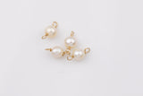 Gold Filled or Sterling Silver 4mm Round Real Freshwater Pearl CONNECTOR - Top Quality AAA Pearls - Permanent Jewelry - USA made