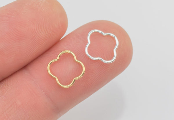 2 pcs Flower Connectors Clover Connectors for Permanent Jewelry - 14kt Gold Filled or 925 Sterling Silver - Jewelry Supplies - USA made
