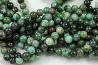 Natural Emerald Beads Round, 6mm, 8mm, 10mm- Full 15.5 inch strand Smooth Gemstone Beads