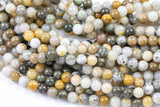 Natural Pyrite in Yellow Quartz Beads Full Strands-15.5 inches- Round- 6mm, 8mm, 10mm, 12mm- 15.5 inches Smooth Gemstone Beads