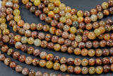 Natural Golden Red Rutilated Quartz Beads Full Strands-15.5 inches- Round- 6mm, 8mm, 10mm, 12mm- 15.5 inches Smooth Gemstone Beads