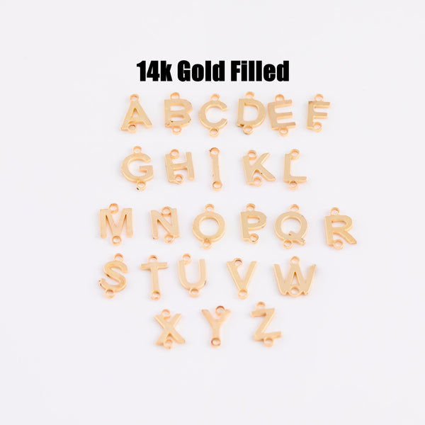 14kt Gold Filled Letter Alphabet Connector Charm for bracelet or Necklace - 6mm initials (S) - Permanent Jewelry Supplies - Made In the USA