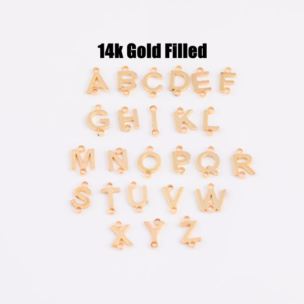 14kt Gold Filled Letter Alphabet Connector Charm for bracelet or Necklace - 5mm initials (S) - Permanent Jewelry Supplies - Made In the USA