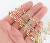 14k Gold Plated Paperclip Chains - Tarnish Resistant Popular Paperclip Figaro Satellite chain - Sold by the yard - Beautiful Gold Plating