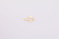 Set of 2pcs Inner+Outer Cross Connectors 14Kt Gold Filled or Sterling Cross Connectors Religious Link Bracelet or Necklace Permanent Jewelry