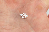 2 pcs Dog Paw Connector 14K Gold Filled Sterling Silver Paw Print Connectors Dog Paw Link for Bracelet or Necklace Permanent Jewelry Supply