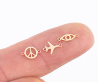 Permanent Jewelry Connectors 14kt Gold Filled Sterling Silver Airplane Peace Sign Evil Eye Bow Turtle Wing Clover Ribbon Made in USA