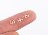 Permanent Jewelry Connectors 14kt Gold Filled Sterling Silver Airplane Peace Sign Evil Eye Bow Turtle Wing Clover Ribbon Made in USA