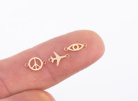 Permanent Jewelry Connectors 14kt Gold Filled Sterling Silver Airplane Peace Sign Evil Eye Bow Turtle Wing Clover Ribbon Made in USA