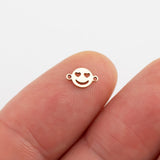 14Kt Gold Filled or Sterling Silver Smiley Face Connectors - for Bracelet or Necklace - Permanent Jewelry Supply
