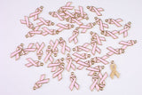 6pc PINK BREAST CANCER Charms Hot Pink Breast Cancer Charms Awareness Ribbon Charms or Pendants- Pink Enamel- 12x20mm