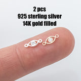 2 pcs Evil Eye Connector Permanent Jewelry Connectors - 14K Gold Filled or Sterling Silver Evil Eye for Bracelet - CZ Eye Charm