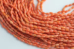 Orange Bamboo Coral Barrel Shapped Beads- 3x6mm. A Quality 15.5 inch strand