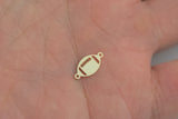 2x Gold Filled Football connector for Permanent Jewelry 14K Gold Filled sterling silver Sport connector pendant 6x12mm