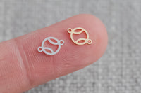 gold filled Tennis Ball connector - sterling silver or solid gold- permanent jewelry word connectors- charm, pendant, 7 mm tall
