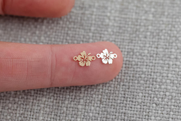 Hibiscus Connector - 14Kt Gold Filled Sterling Silver - Hawaii State Flower- Hibiscus Connectors - Permanent Jewelry Supply