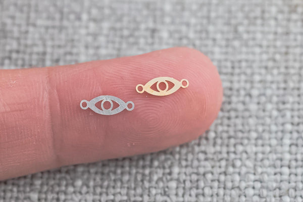 set of 2x Evil Eye- Permanent Jewelry Connector 14kt Gold Filled Sterling Silver-Made from Scratch in USA