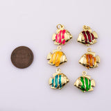 6pcs Gold Plated Gold Fish Charms - One set all colors