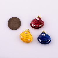 3pcs Gold Plated Clam Shell Oyster Charms - One set all colors