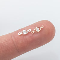 2 pcs Evil Eye Connector Permanent Jewelry Connectors - 14K Gold Filled or Sterling Silver Evil Eye for Bracelet - CZ Eye Charm