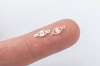 2 pcs Evil Eye Connector Permanent Jewelry Connectors - 14K Gold Filled or Sterling Silver Evil Eye for Bracelet - CZ Eye Charm