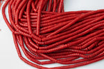 Natural Red Coral Beads 2x4mm Bamboo Coral Heishi Beads 15"