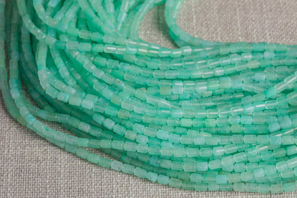 Teal Light Green Jade-Pastel Color- Barrel Smooth- 4x6mm- 15 inches