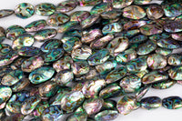 Natural Abalone Beads Puffy Oval Freeform Free Form Shape Beads. A Quality 15.5 inch strand