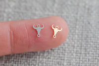Bull Head Connector - 14Kt Gold Filled Sterling Silver - Cow Head Longhorns Texans Cowhead Bullhead Connectors - Permanent Jewelry Supply