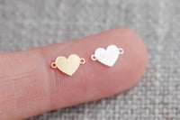 Gold Filled Heart Connector - sterling silver or gold filled- permanent jewelry word connectors- charm, pendant, 6 mm tall