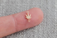 gold filled Marijuana Cannabis Leaf weed connector - silver or gold filled- permanent jewelry word connectors- charm, pendant, 7 mm tall