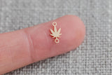 gold filled Marijuana Cannabis Leaf weed connector - silver or gold filled- permanent jewelry word connectors- charm, pendant, 7 mm tall
