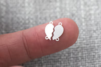 gold filled puzzle double heart connector - sterling silver or solid gold- permanent jewelry connectors- charm bar, pendant, 10 mm tall