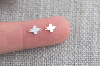 2pcs Clover- Permanent Jewelry Connector 14kt Gold Filled Sterling Silver-Made from Scratch in USA