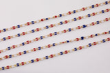 Permanent Jewelry Enamel Chain USA Red White and Blue Patriot Fourth of July 4th Double Flat