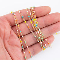 Beaded Enamel Chain for Permanent Jewelry - Multicolor Enamel Chain - Sold by the Yard - Most Popular Color Combination