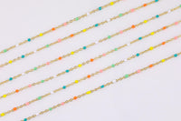 Beaded Enamel Chain for Permanent Jewelry - Multicolor Enamel Chain - Sold by the Yard - Most Popular Color Combination