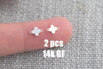 2pcs Clover- Permanent Jewelry Connector 14kt Gold Filled Sterling Silver-Made from Scratch in USA