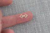 gold filled free weights connector - sterling silver charm bar - 4-5 mm tall -permanent jewelry connectors- supplies, wholesale, bulk, gym