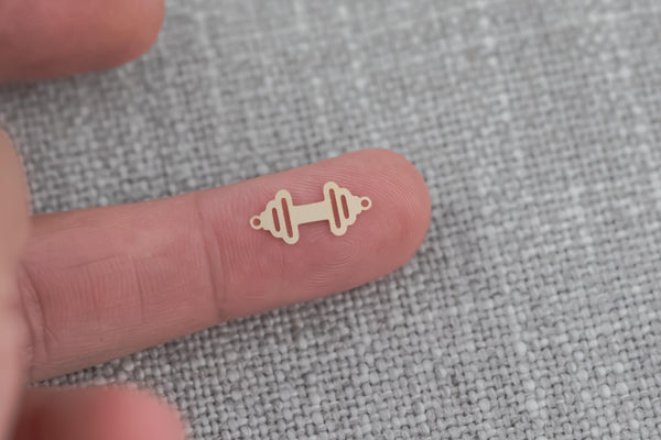 gold filled free weights connector - sterling silver charm bar - 4-5 mm tall -permanent jewelry connectors- supplies, wholesale, bulk, gym